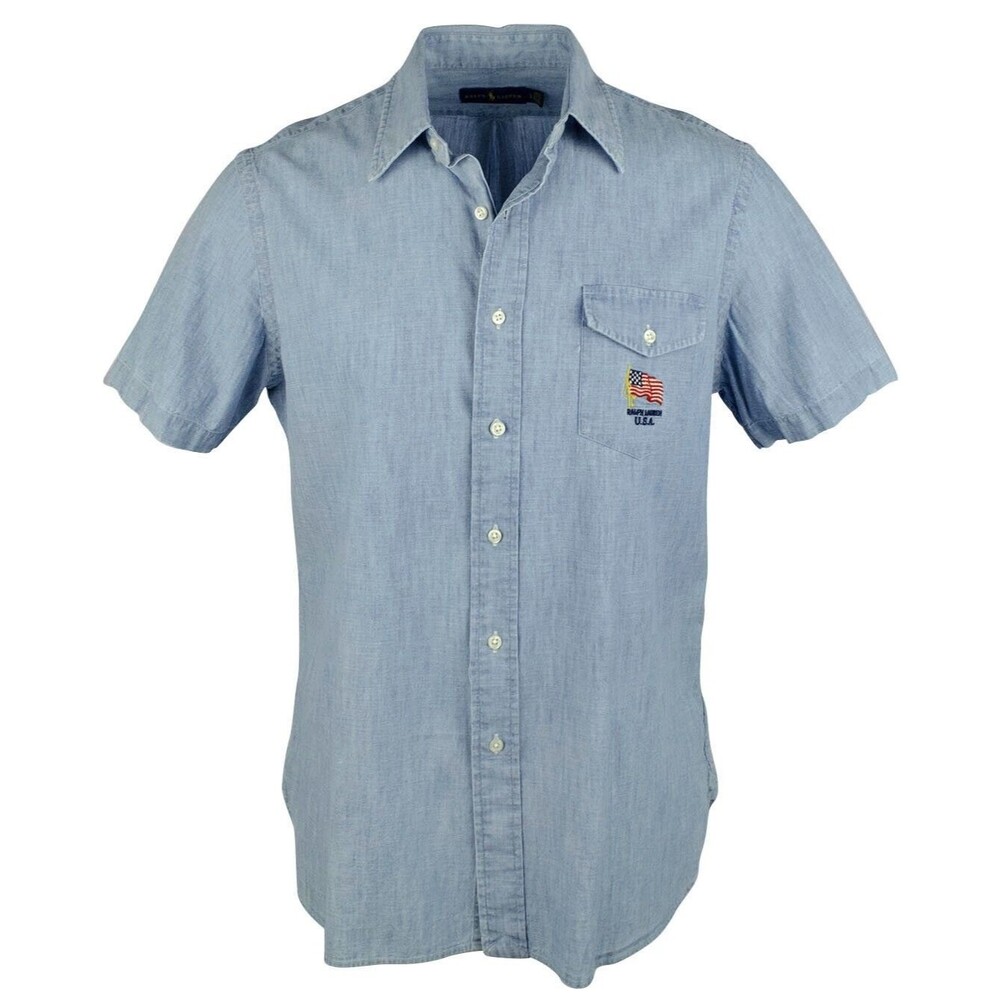 Ralph Lauren Men's American Flag Short Sleeve Shirt I M
